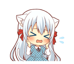 Fluffy white cat girl sticker #13074327