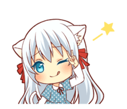 Fluffy white cat girl sticker #13074330
