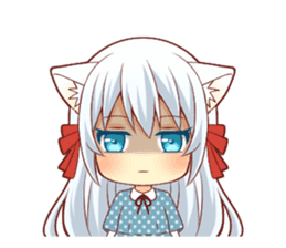 Fluffy white cat girl sticker #13074331