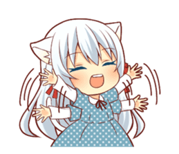 Fluffy white cat girl sticker #13074332
