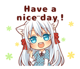 Fluffy white cat girl sticker #13074333