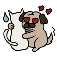 pug and cat's love story sticker #13075815