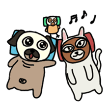 pug and cat's love story sticker #13075822