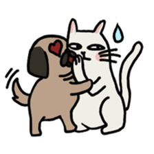 pug and cat's love story sticker #13075824