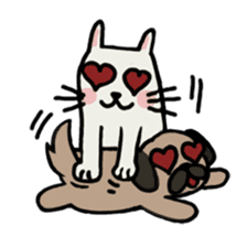 pug and cat's love story sticker #13075825
