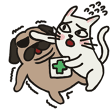 pug and cat's love story sticker #13075831