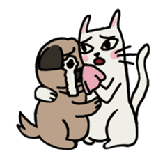 pug and cat's love story sticker #13075832