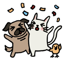pug and cat's love story sticker #13075834