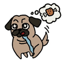 pug and cat's love story sticker #13075837