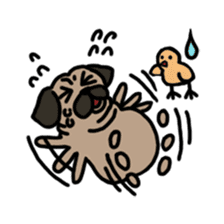 pug and cat's love story sticker #13075842