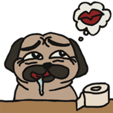 pug and cat's love story sticker #13075851