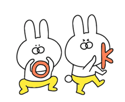 Rabbit of yellow pants that move sticker #13076290