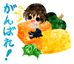 Pumpkin sweets and little people sticker #13086493