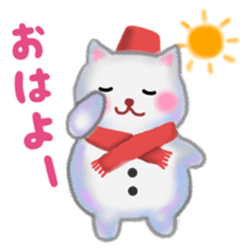 white snow cat 2 sticker #13087350