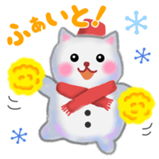 white snow cat 2 sticker #13087360