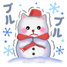 white snow cat 2 sticker #13087364