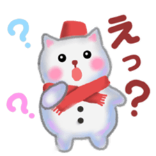 white snow cat 2 sticker #13087369