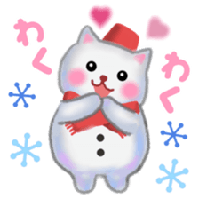 white snow cat 2 sticker #13087371