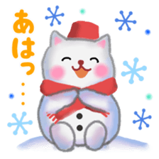 white snow cat 2 sticker #13087372