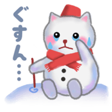 white snow cat 2 sticker #13087374