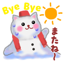 white snow cat 2 sticker #13087389