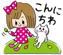 Girl of a handwriting illustration sticker #13095464