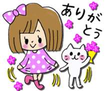 Girl of a handwriting illustration sticker #13095476