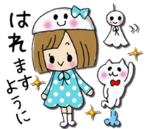 Girl of a handwriting illustration sticker #13095478