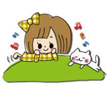 Girl of a handwriting illustration sticker #13095488