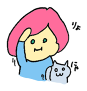 A girl and her cat sticker #13106222