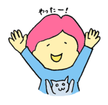 A girl and her cat sticker #13106224