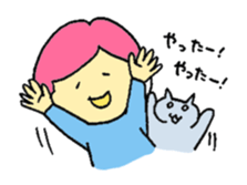 A girl and her cat sticker #13106225