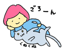 A girl and her cat sticker #13106226