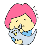 A girl and her cat sticker #13106227