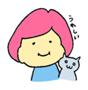 A girl and her cat sticker #13106229