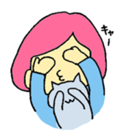 A girl and her cat sticker #13106233