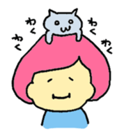 A girl and her cat sticker #13106234