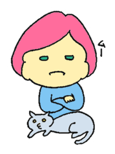 A girl and her cat sticker #13106236