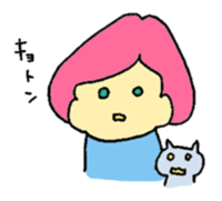 A girl and her cat sticker #13106237