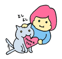 A girl and her cat sticker #13106238