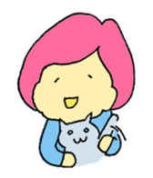 A girl and her cat sticker #13106240