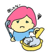 A girl and her cat sticker #13106246