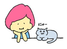 A girl and her cat sticker #13106252