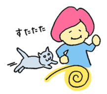 A girl and her cat sticker #13106253