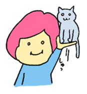 A girl and her cat sticker #13106254