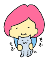 A girl and her cat sticker #13106255