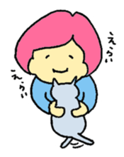 A girl and her cat sticker #13106257