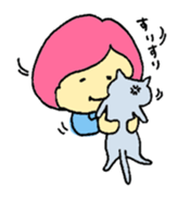 A girl and her cat sticker #13106258