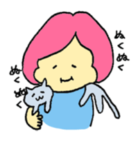 A girl and her cat sticker #13106259