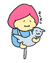 A girl and her cat sticker #13106260